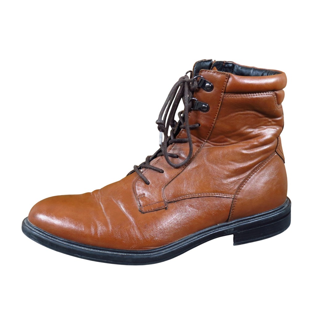 Alfani Mel Mens Combat Boots Size 11M Fashion Work Cognac Brown F0187